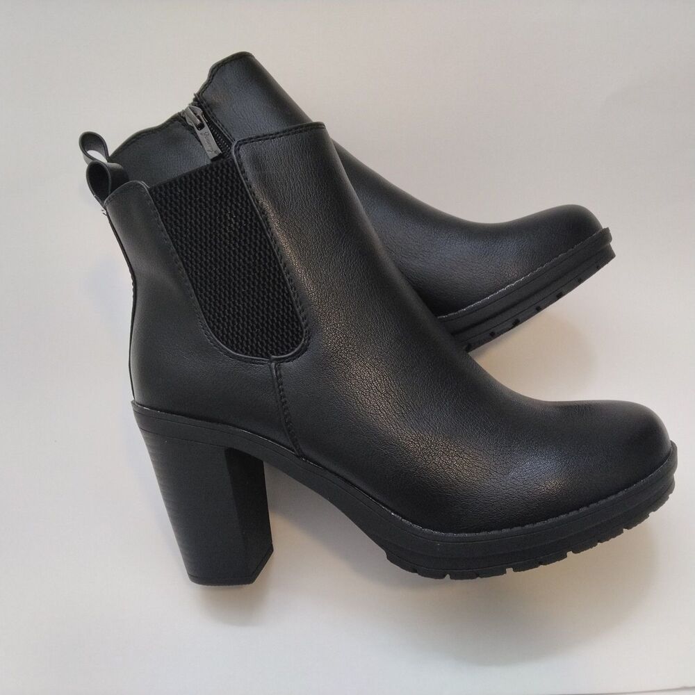 Jeossy Women's 9676 Platform Chunky Heel Ankle Boots Black Size 8 NWOB